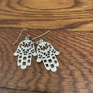 Sterling silver upside down hand earrings